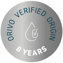 Natural Pharmaceuticals VitaSolaris® D3 certifikat ORIVO, ki potrjuje, da je glavni vir ribjega olja losos iz Norveške. Na dnu sta številka testa 1052 in spletni naslov orivo.no.